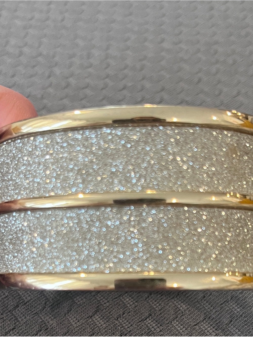 Gold Wide Shimmer Glitter Inlay Hinge Cuff Statement Bracelet Unbranded - Picture 2 of 11